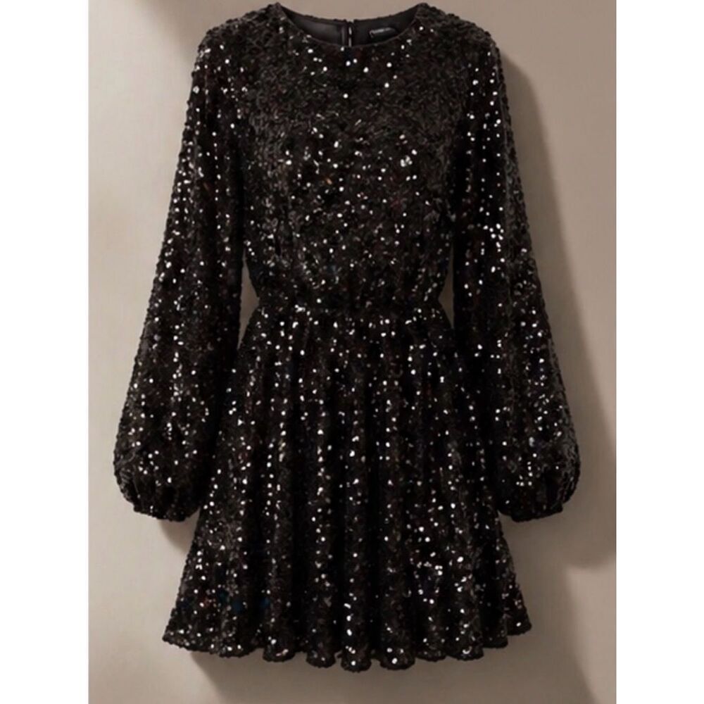 Anthropologie x Sunday In Brooklyn Balloon Sleeve Sequin Mini Dress